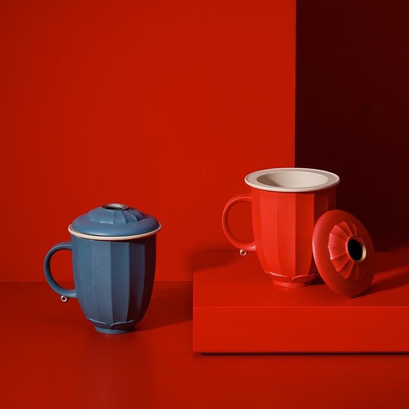 萬(wàn)仟堂（Edenus）高檔茶杯 陶瓷功夫茶杯泡茶杯簡(jiǎn)中式送伴手禮盒 鴻運(yùn)高照辦公杯