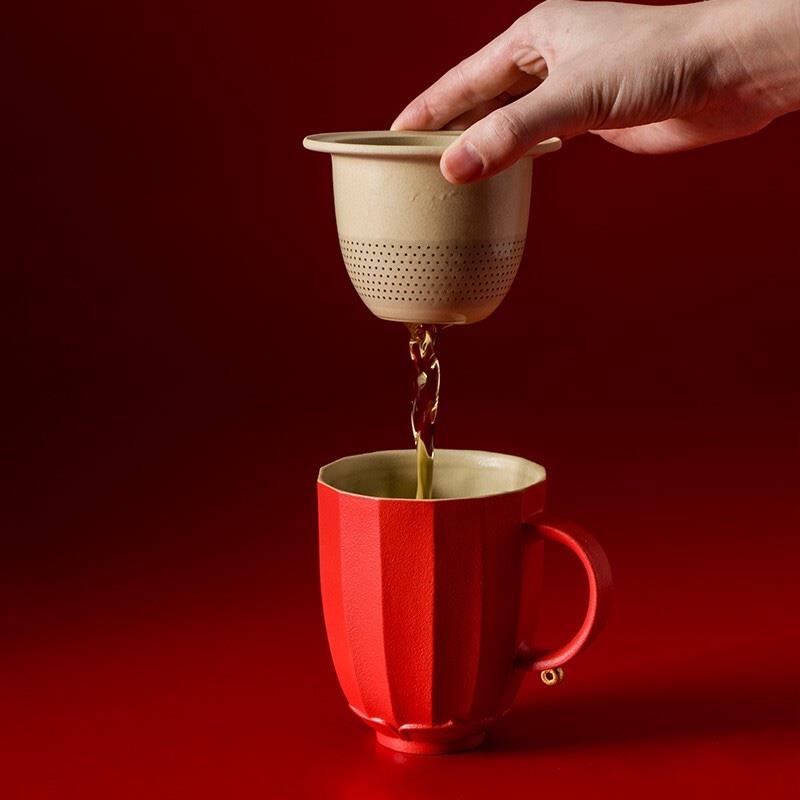 萬(wàn)仟堂（Edenus）高檔茶杯 陶瓷功夫茶杯泡茶杯簡(jiǎn)中式送伴手禮盒 鴻運(yùn)高照辦公杯