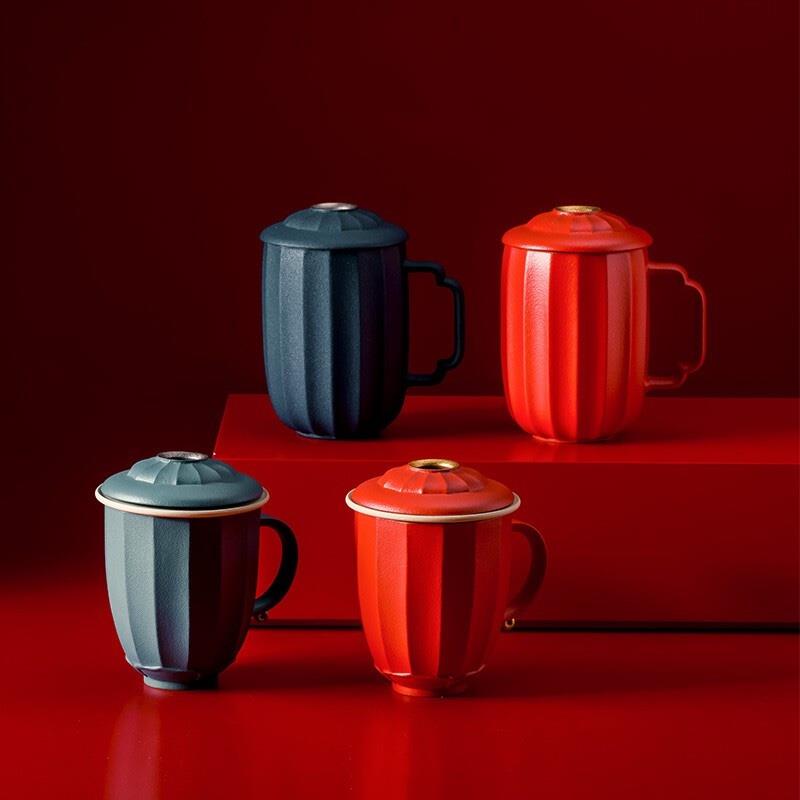 萬(wàn)仟堂（Edenus）高檔茶杯 陶瓷功夫茶杯泡茶杯簡(jiǎn)中式送伴手禮盒 鴻運(yùn)高照辦公杯